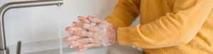 Coronavirus prevention. Our employees wash their hands with antibacterial soap. Help do your part to prevent the spreading of COVID-19 by sanitizing your hands before and after activities.