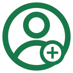 Green user icon with a plus sign, representing career opportunities and team growth at Suncovia.