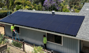 The Corderre home in Vista, CA, showcasing a new 6.4 kW solar panel installation on an asphalt shingle roof