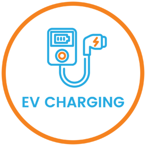 EV charging icon representing electric vehicle charging solutions by Suncovia. Power your EV with efficient solar energy solutions.