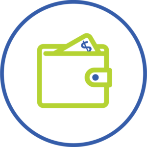 Icon of a wallet with money, symbolizing Suncovia's cost-effective solar financing options for sustainable energy solutions.