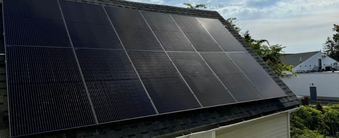 Rooftop solar panel installation by Suncovia on a residential home, harnessing clean and sustainable energy for optimal efficiency.