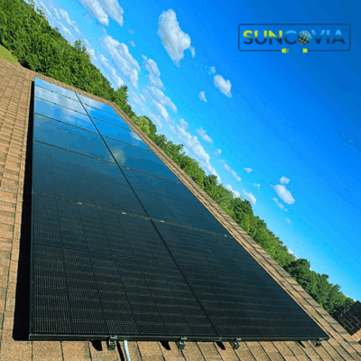 Westbrook solar installer Suncovia team installing solar panels on a residential home in Westbrook, Maine