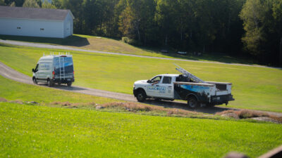 Suncovia trucks on the way to a full-service solar installation in New England, delivering reliable solar energy for homes