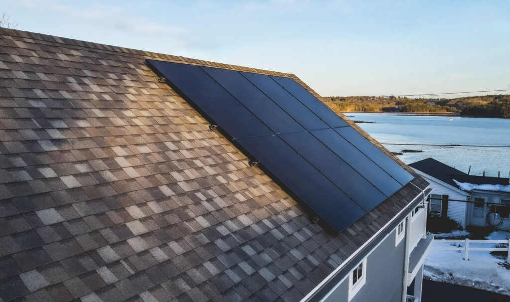 Solar and battery backup in New England on a snowy rooftop providing reliable power during winter storms