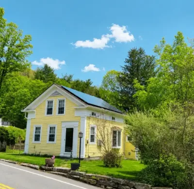 Solar installation Penobscot County Maine residential home with rooftop solar panels installed by Suncovia based in Bangor