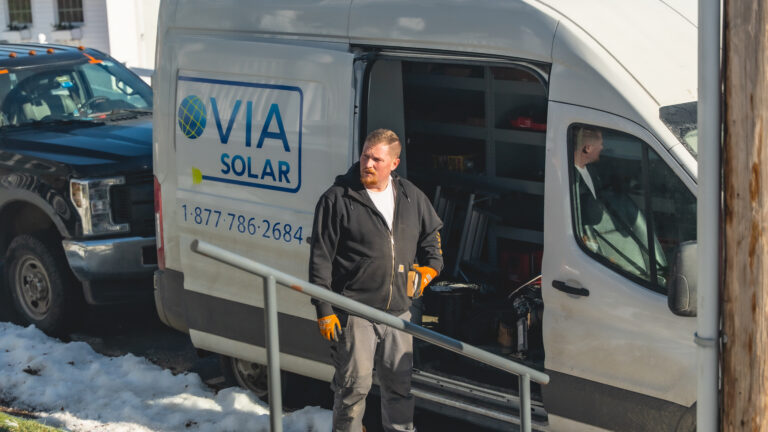 suncovia worker walking outside of the van